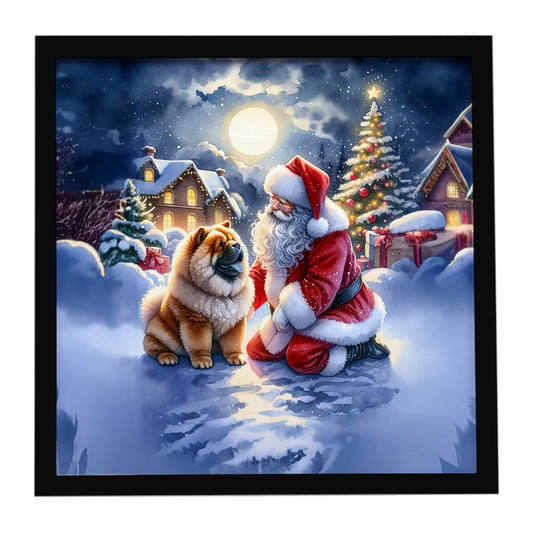Buy this Chow Chow and Santa Claus Framed Metal Print