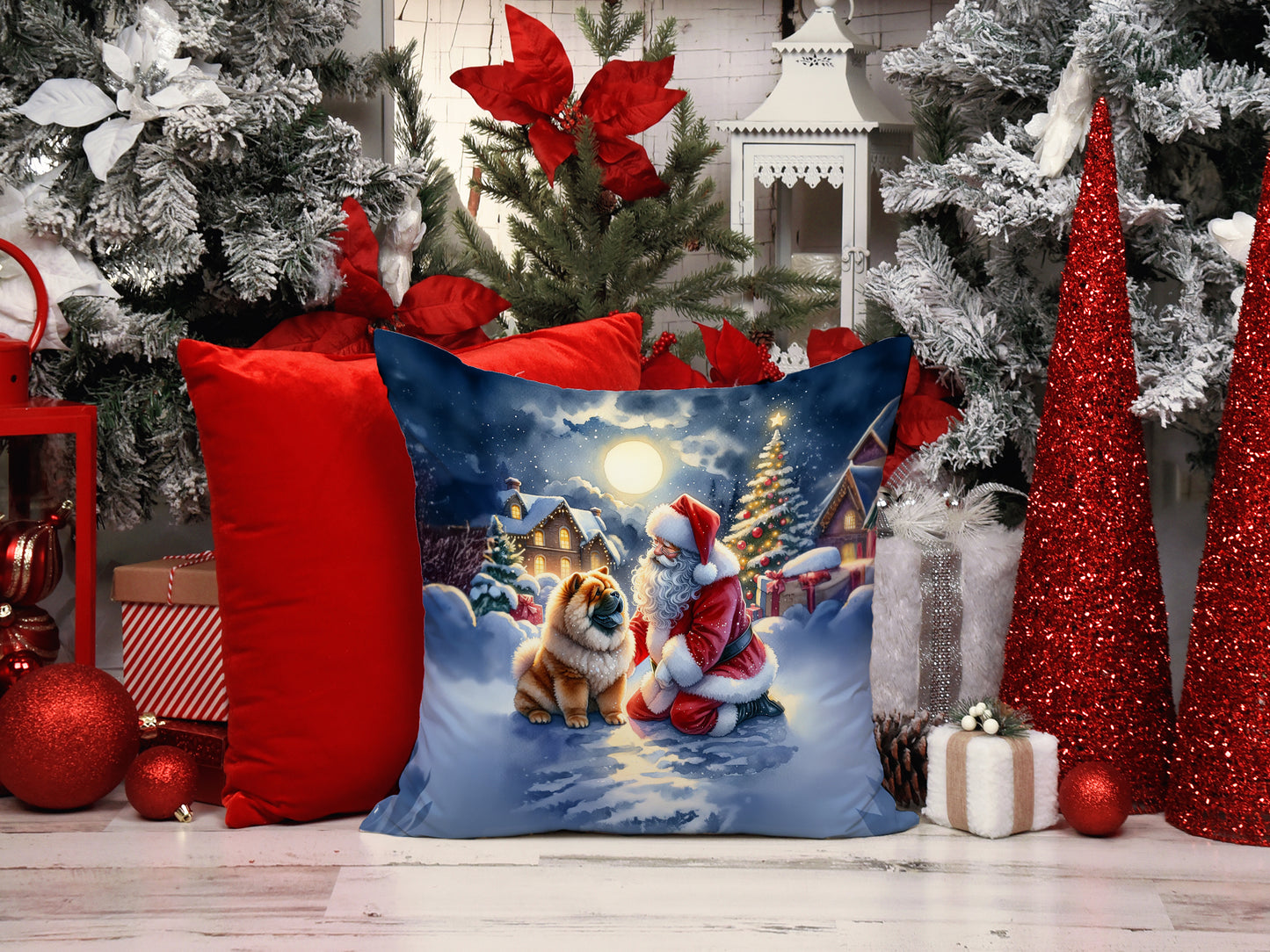 Chow Chow and Santa Claus Throw Pillow