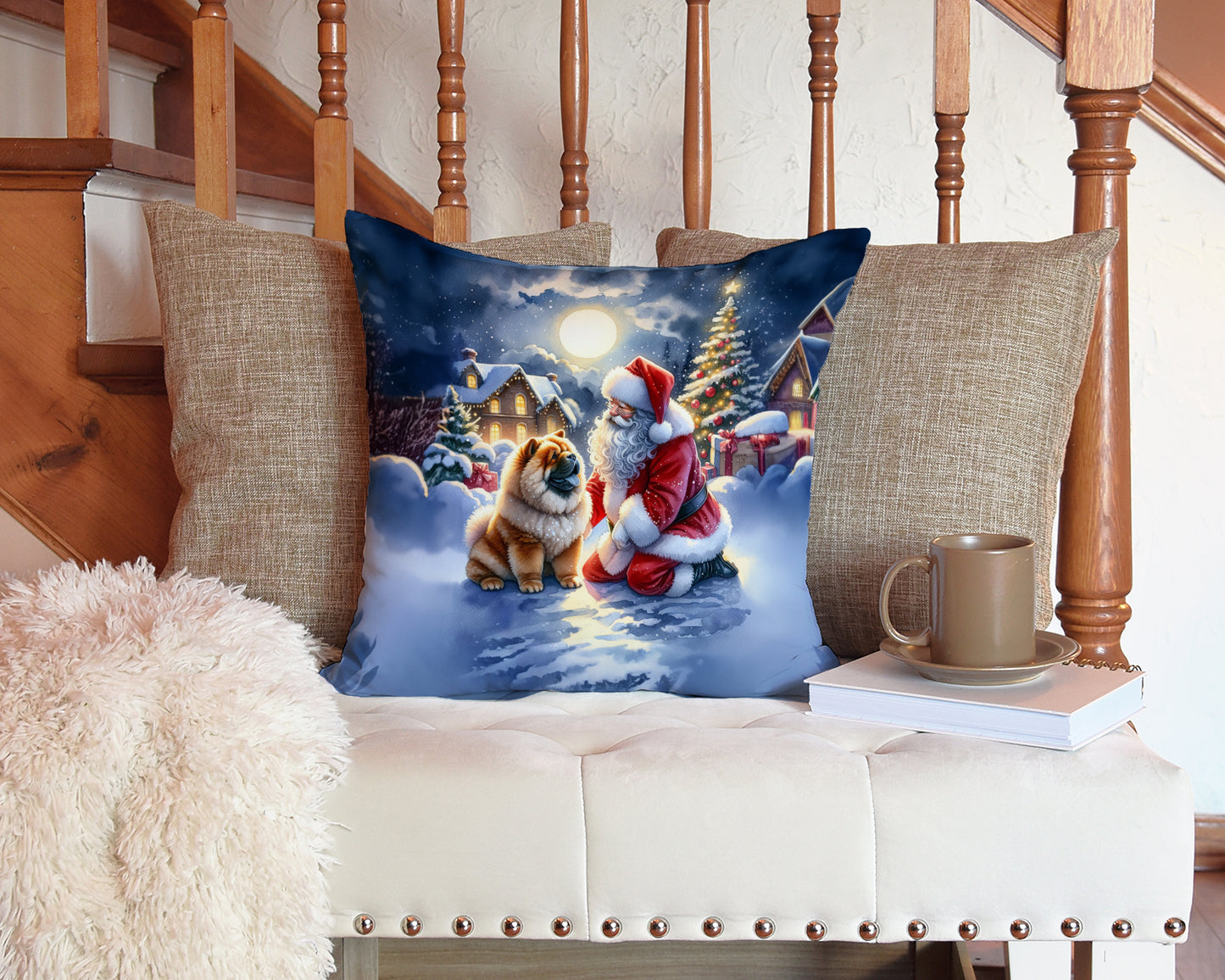 Chow Chow and Santa Claus Throw Pillow