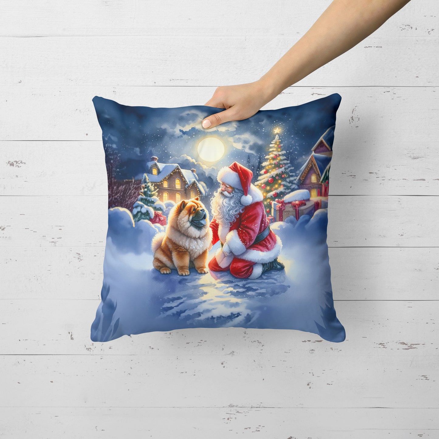 Chow Chow and Santa Claus Throw Pillow