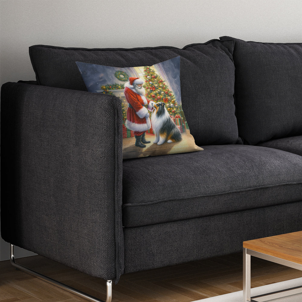 Collie and Santa Claus Throw Pillow