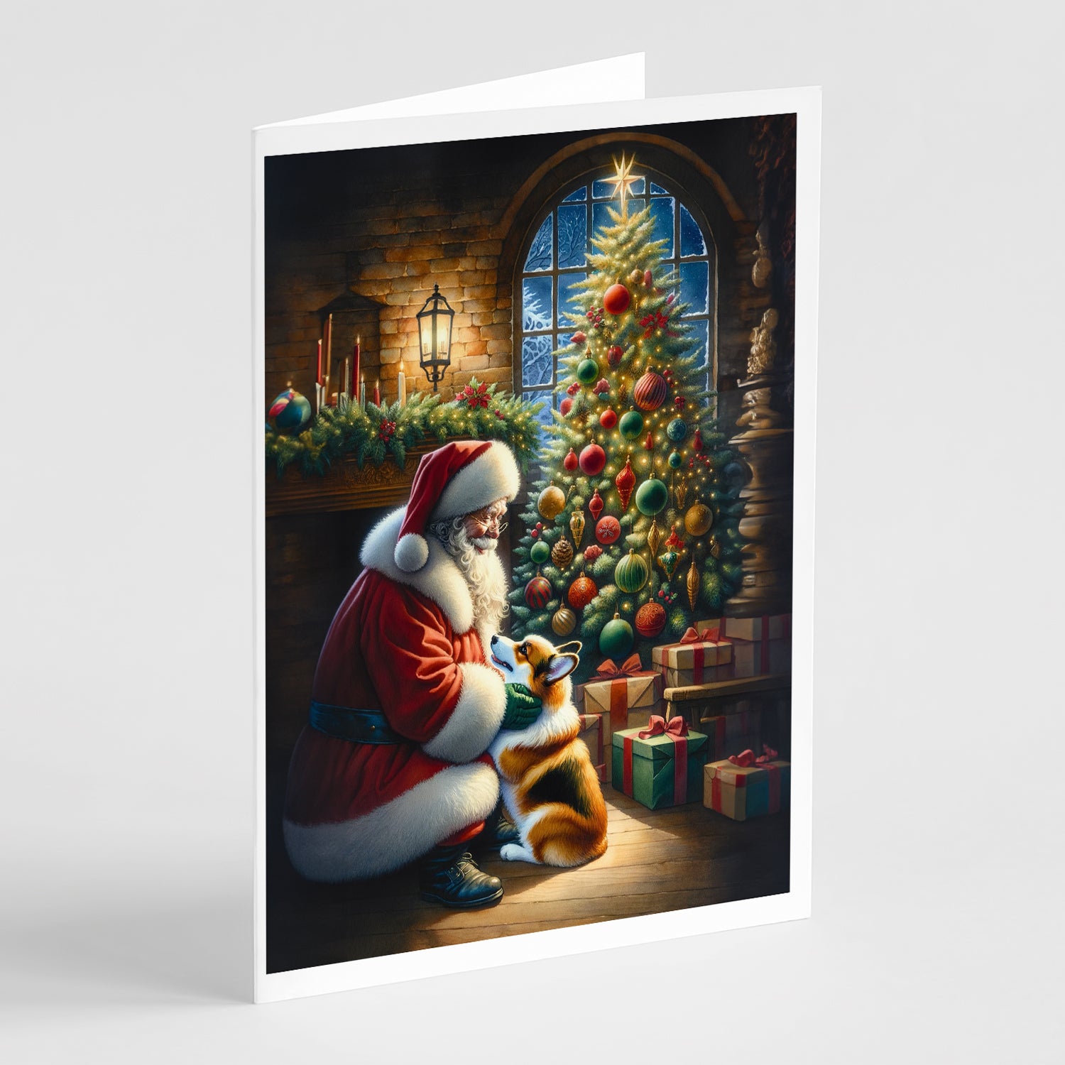 Buy this Corgi and Santa Claus Greeting Cards Pack of 8