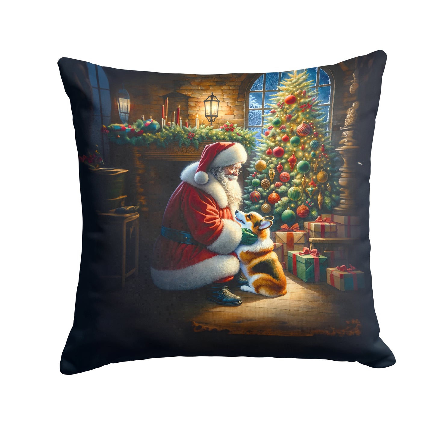 Buy this Corgi and Santa Claus Throw Pillow