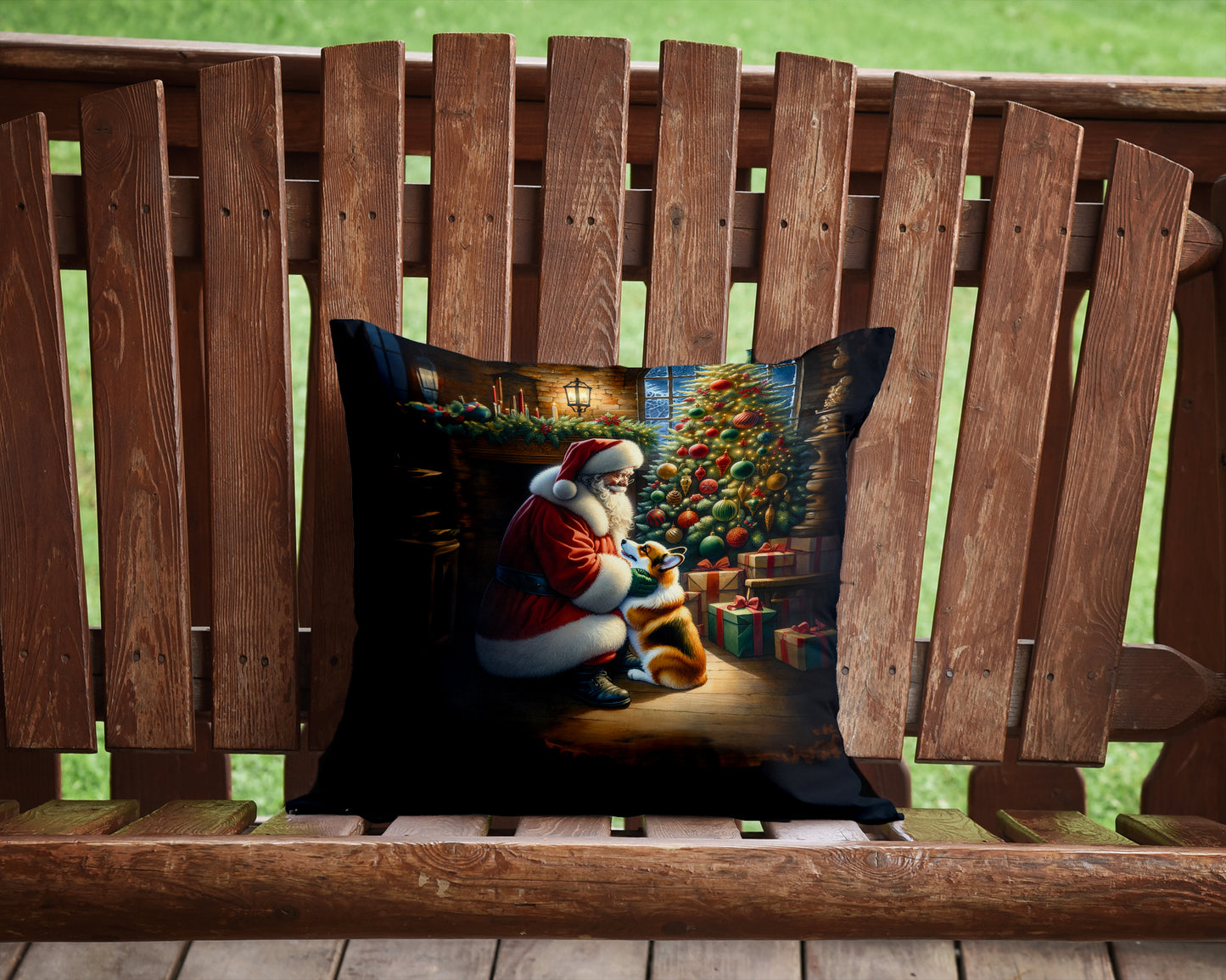 Corgi and Santa Claus Throw Pillow