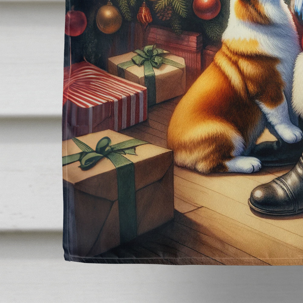 Corgi and Santa Claus House Flag