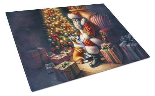 Buy this Corgi and Santa Claus Glass Cutting Board