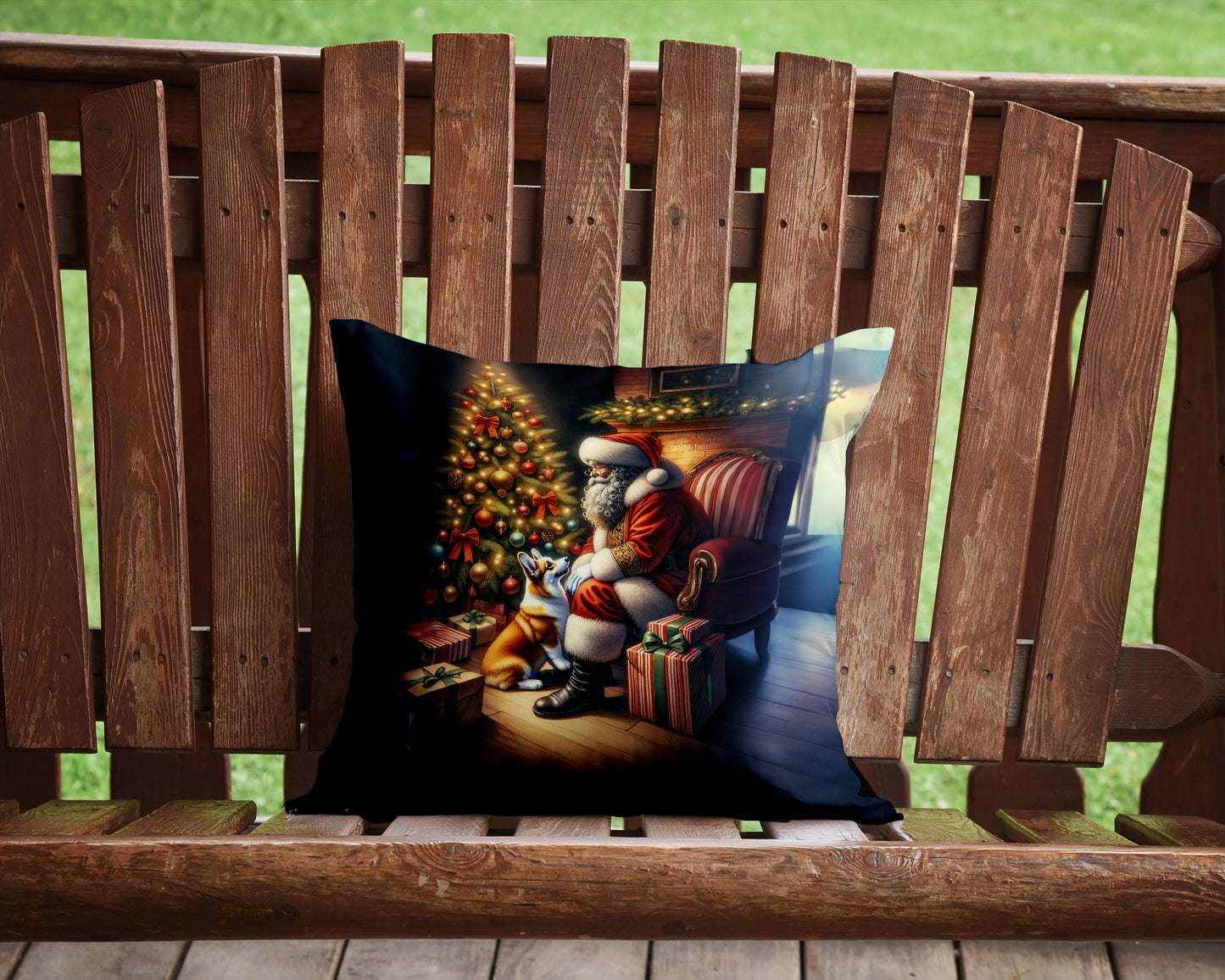 Corgi and Santa Claus Throw Pillow