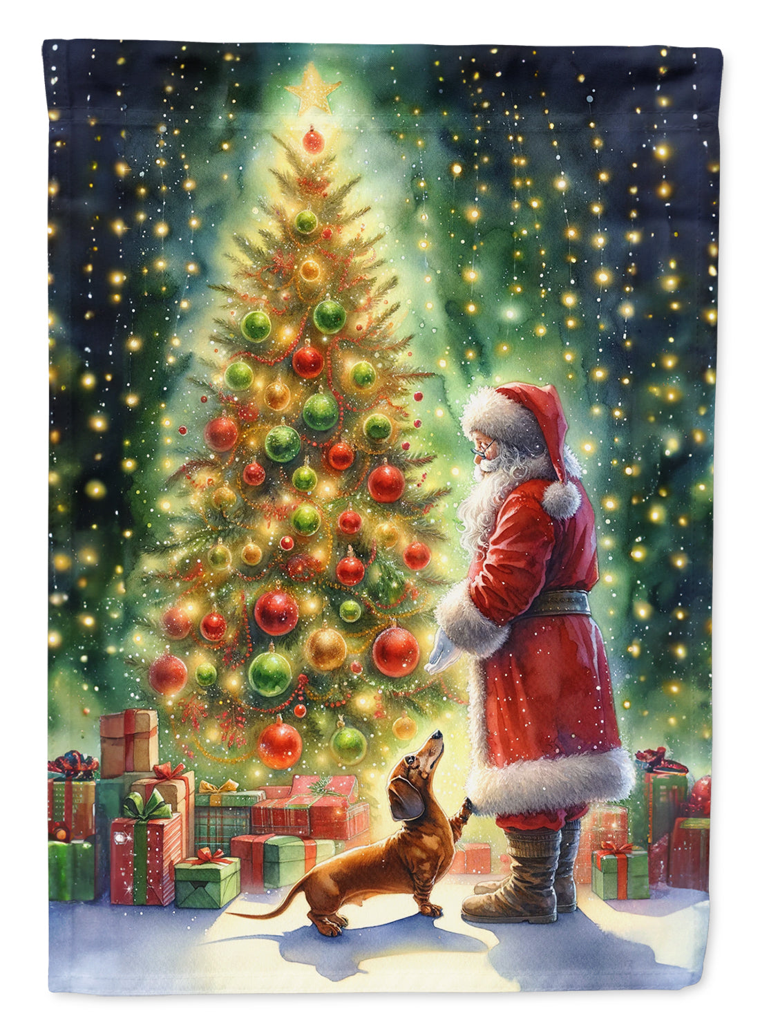 Buy this Dachshund and Santa Claus House Flag