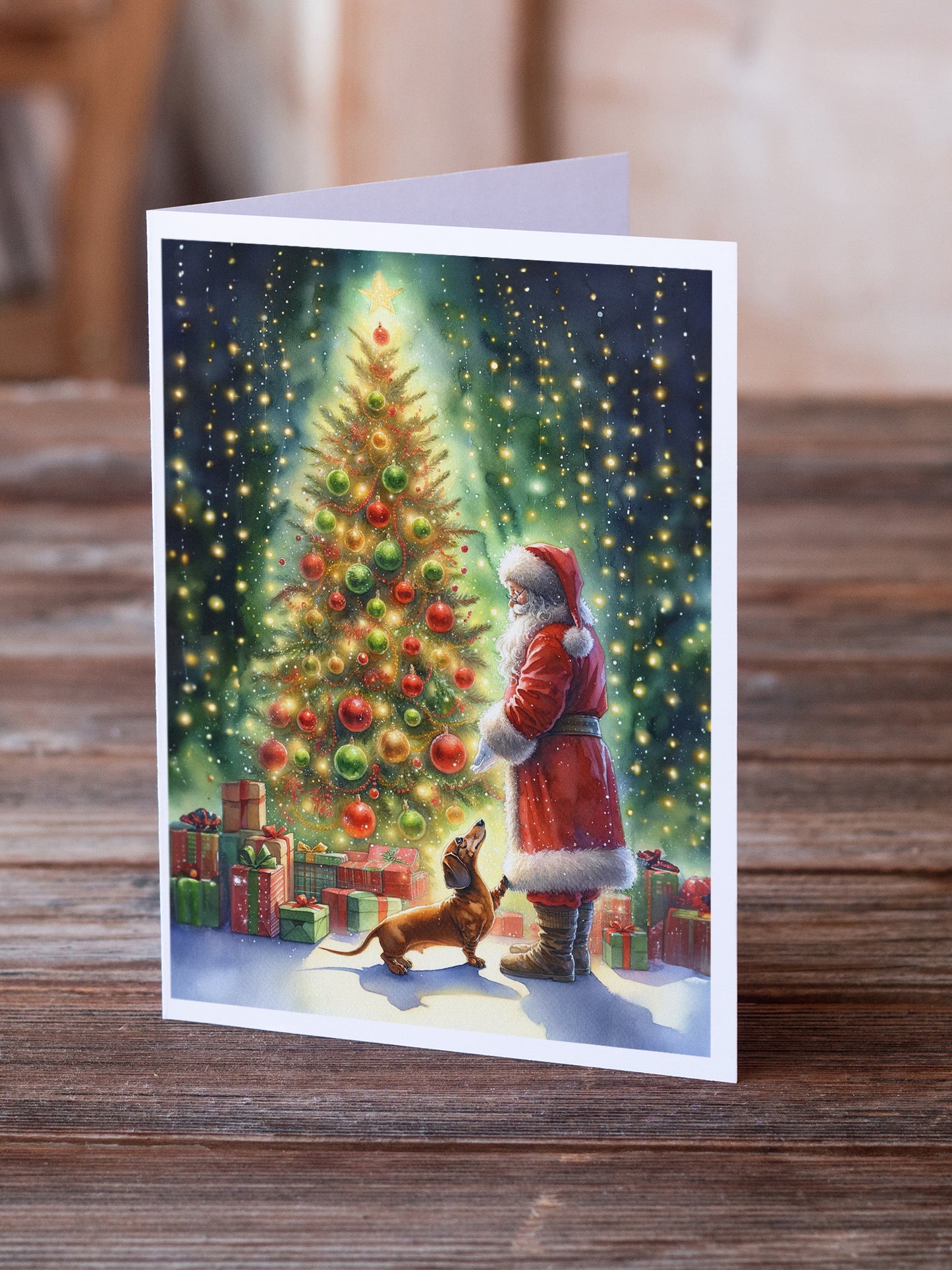 Dachshund and Santa Claus Greeting Cards Pack of 8