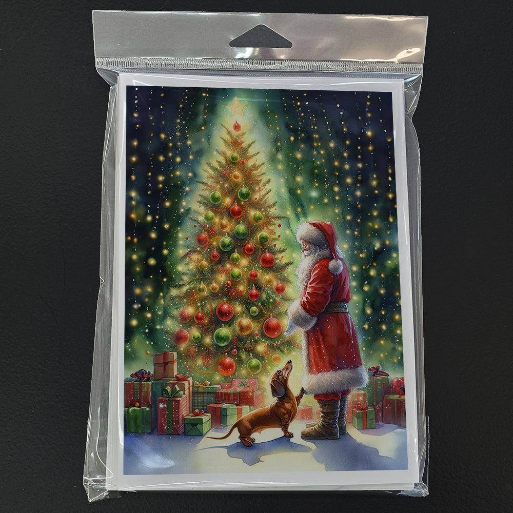 Dachshund and Santa Claus Greeting Cards Pack of 8