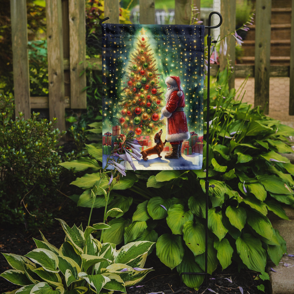 Dachshund and Santa Claus Garden Flag