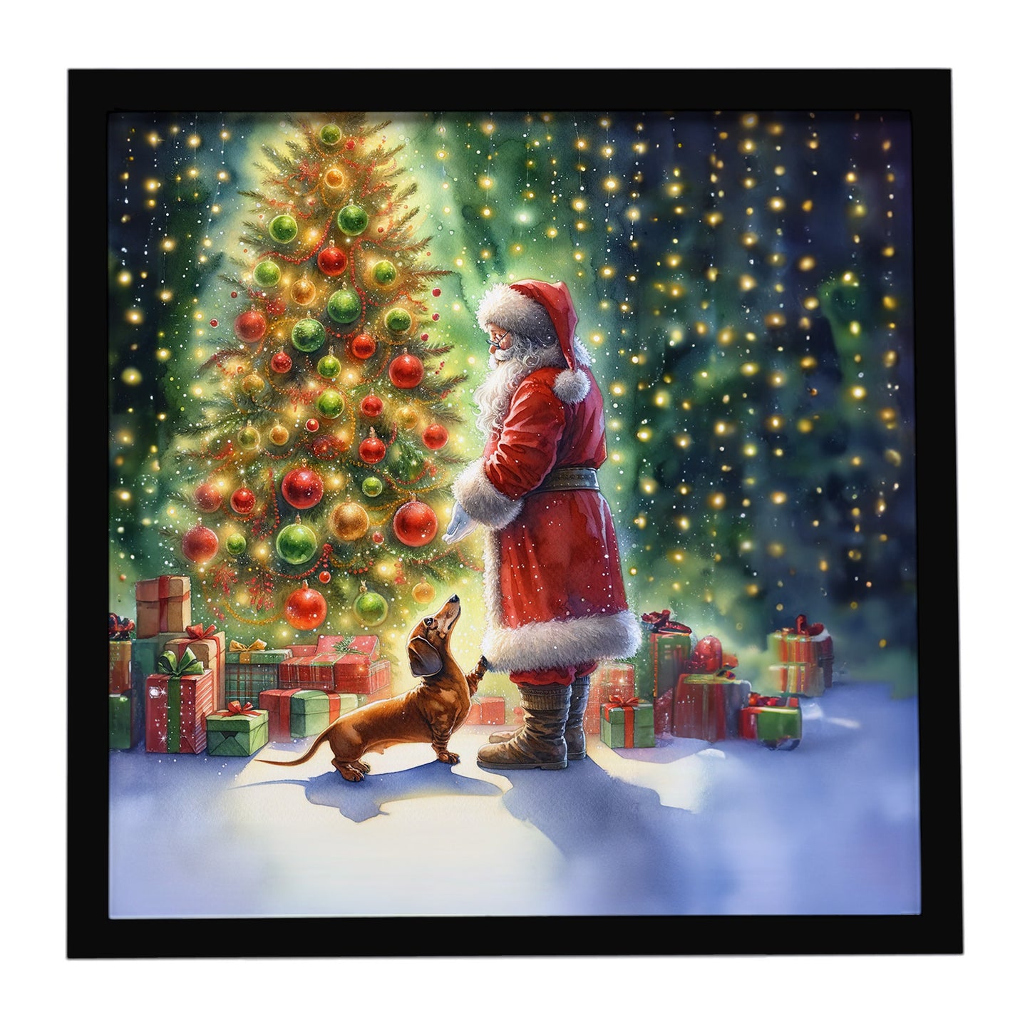 Buy this Dachshund and Santa Claus Framed Metal Print