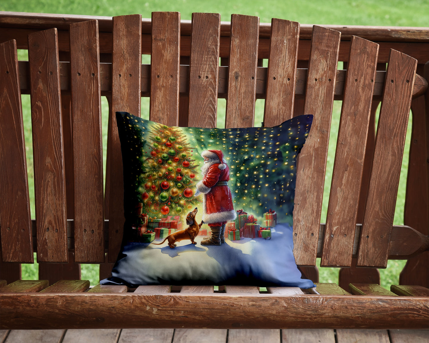 Dachshund and Santa Claus Throw Pillow