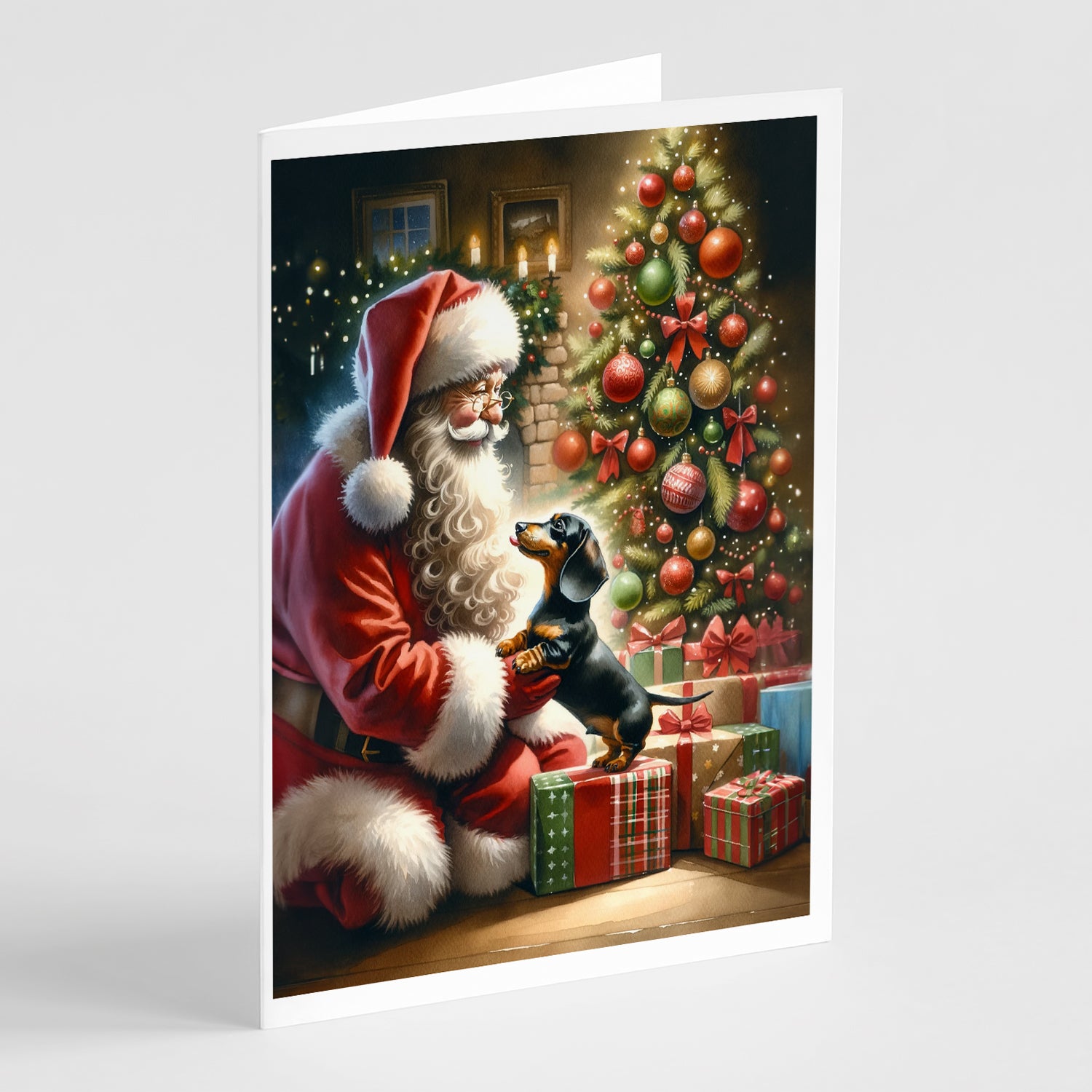 Buy this Dachshund and Santa Claus Greeting Cards Pack of 8