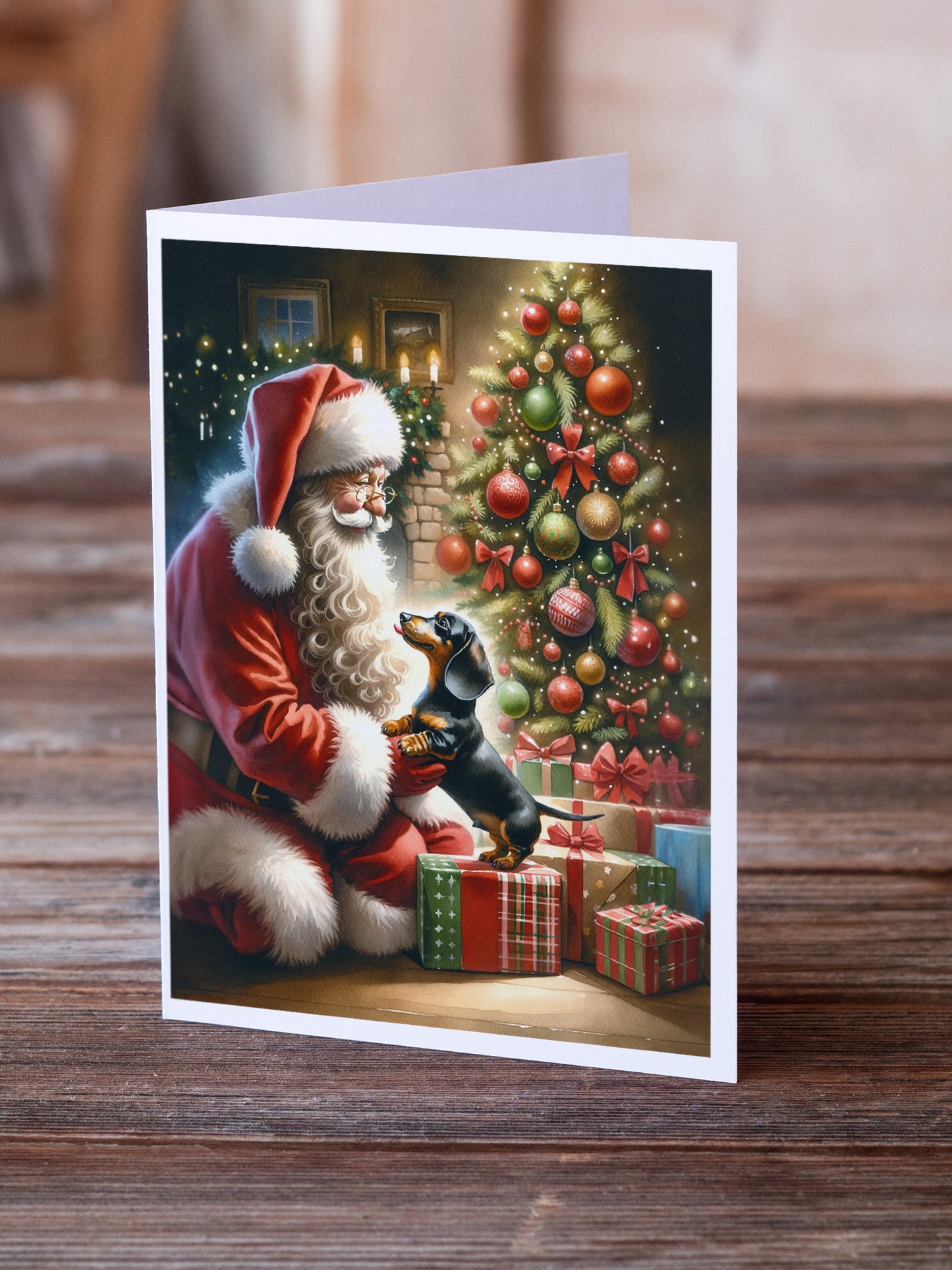 Dachshund and Santa Claus Greeting Cards Pack of 8