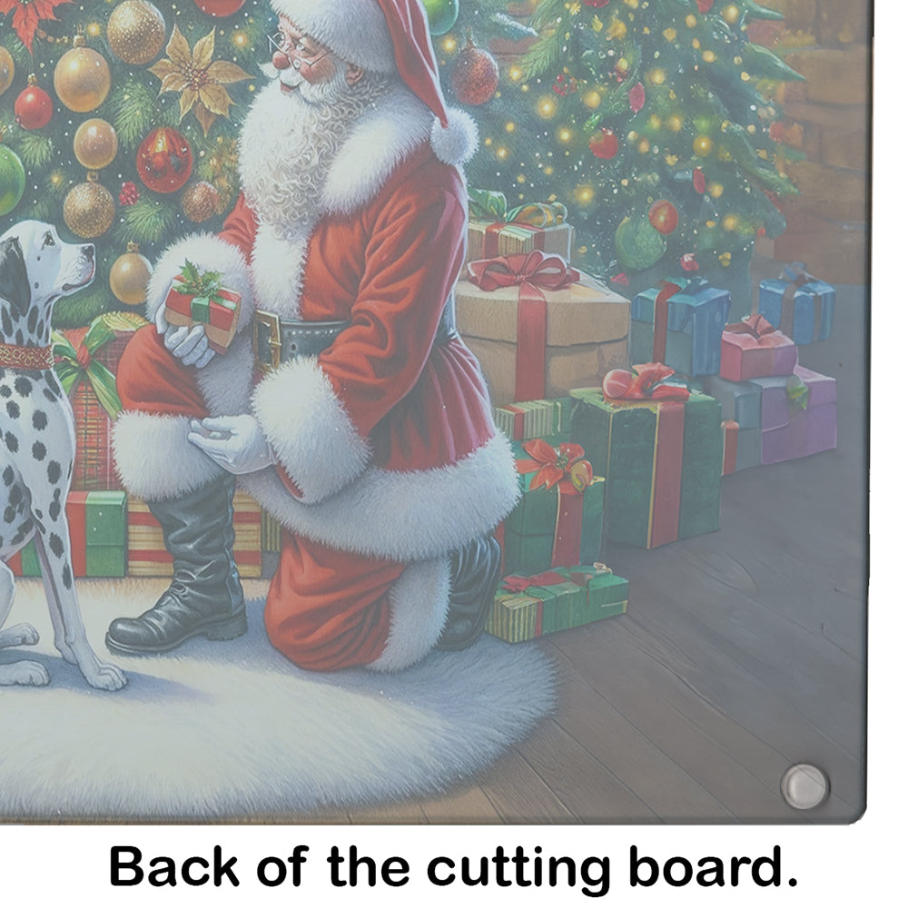 Dalmatian and Santa Claus Glass Cutting Board