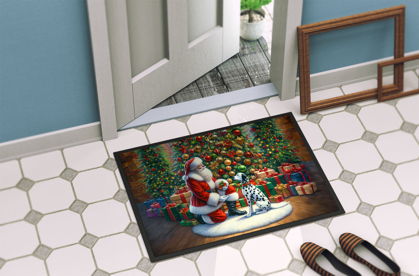 Dalmatian and Santa Claus Doormat