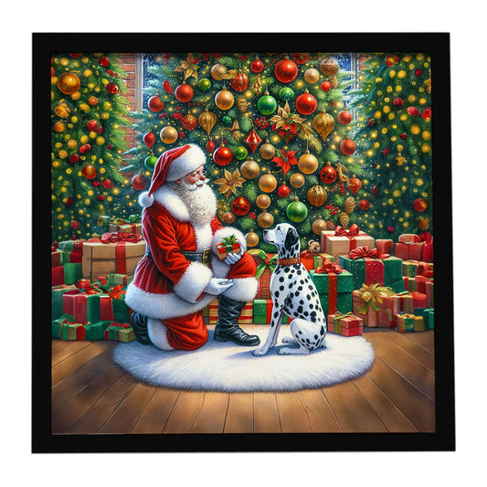 Buy this Dalmatian and Santa Claus Framed Metal Print