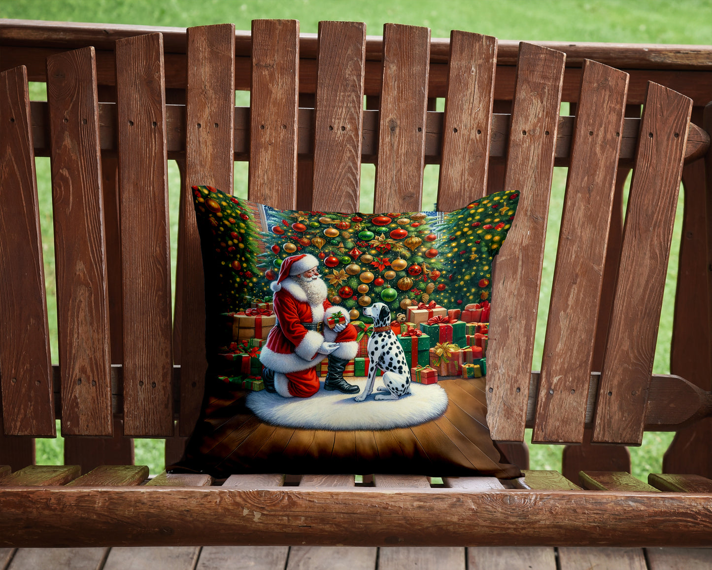 Dalmatian and Santa Claus Throw Pillow