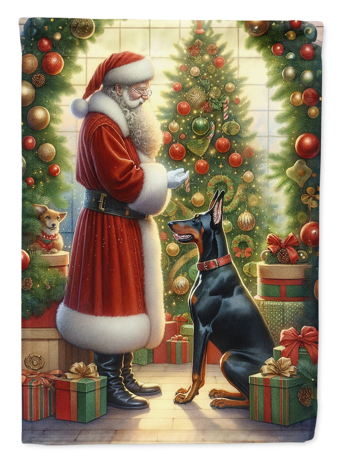 Buy this Doberman Pinscher and Santa Claus Garden Flag