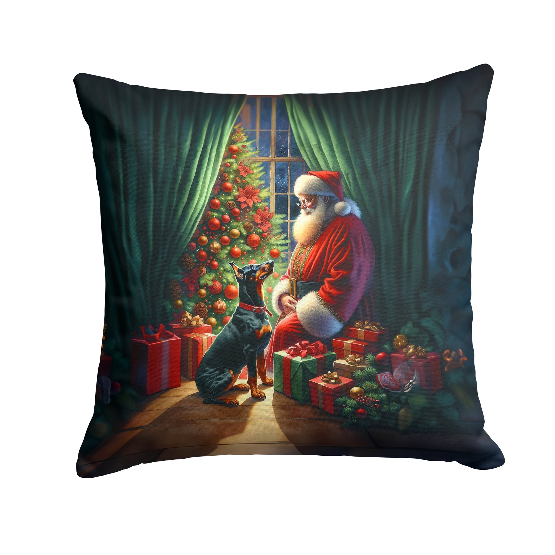 Buy this Doberman Pinscher and Santa Claus Throw Pillow