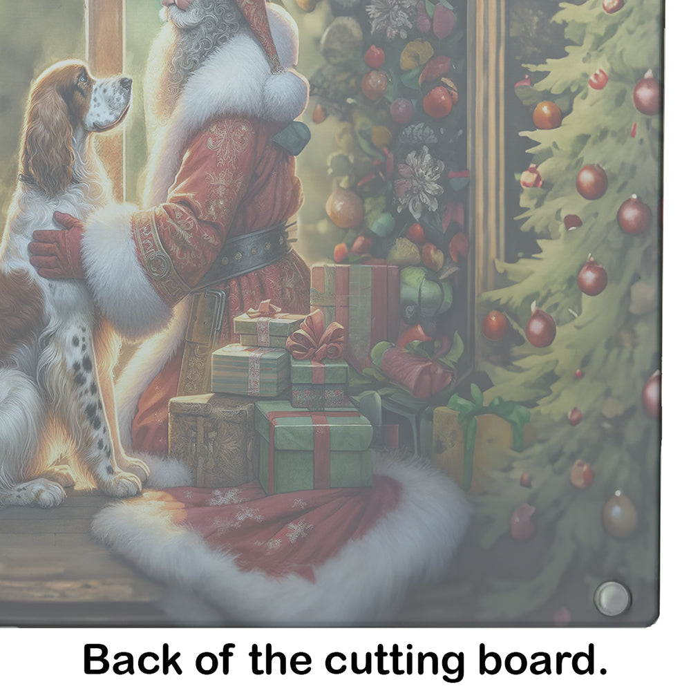 English Setter and Santa Claus Glass Cutting Board