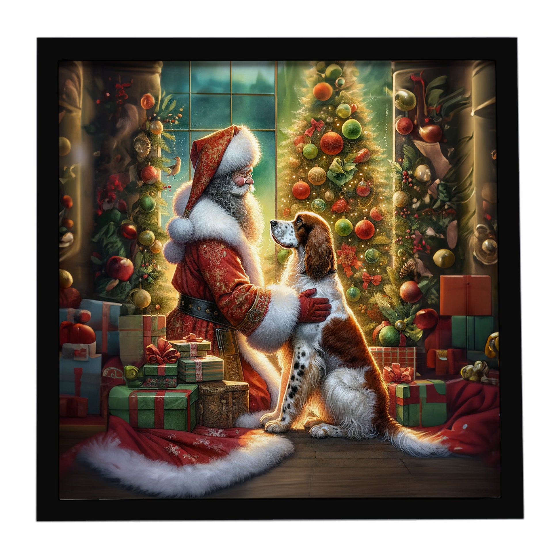 Buy this English Setter and Santa Claus Framed Metal Print