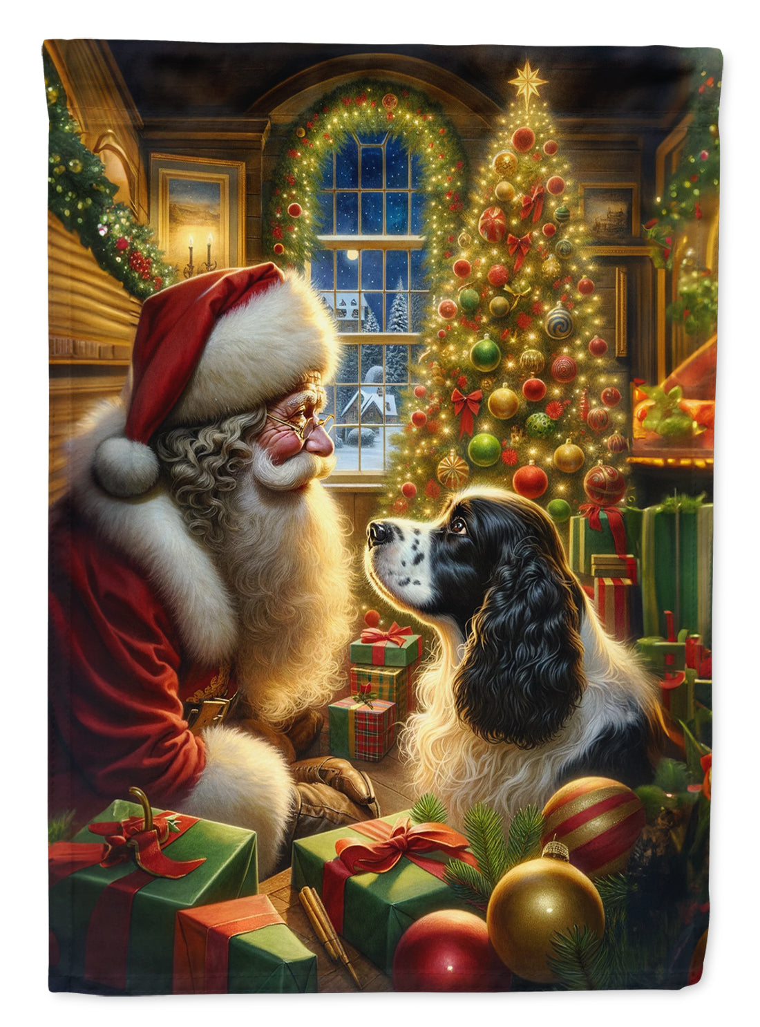 Buy this English Springer Spaniel and Santa Claus House Flag