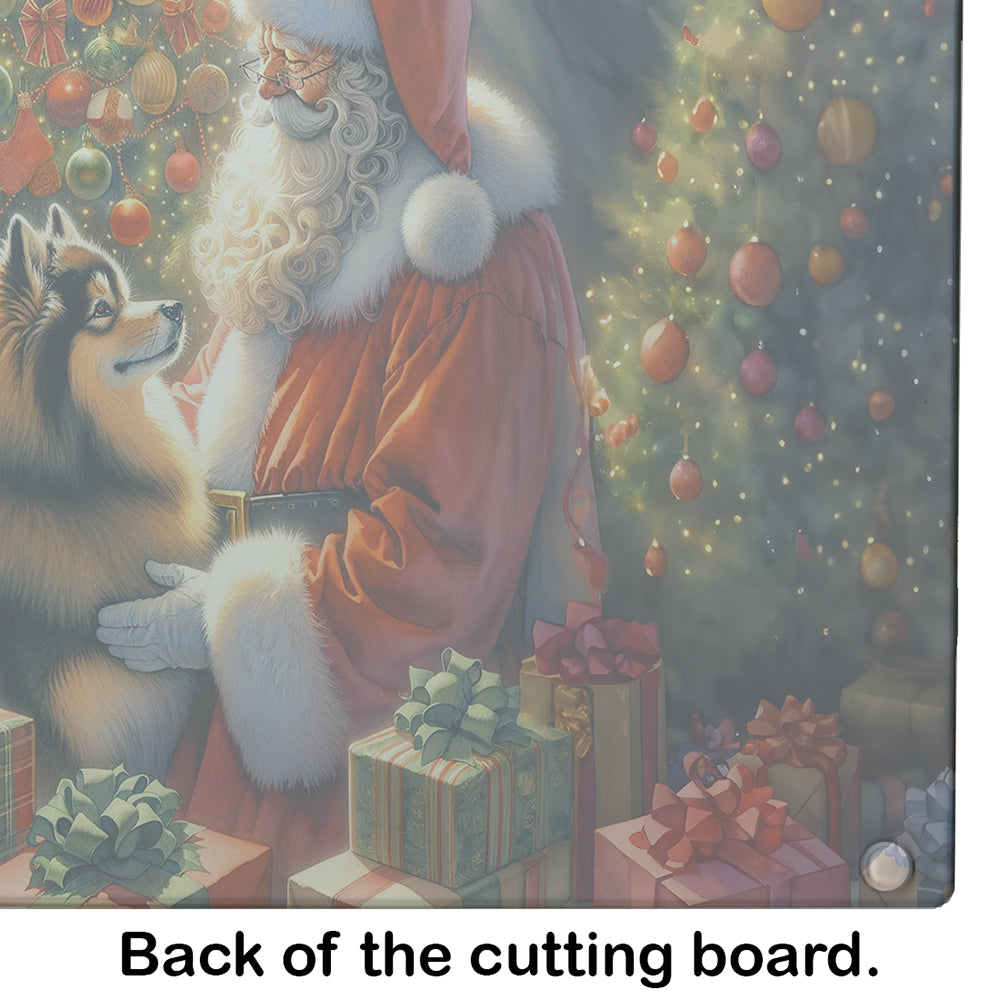 Finnish Spitz and Santa Claus Glass Cutting Board