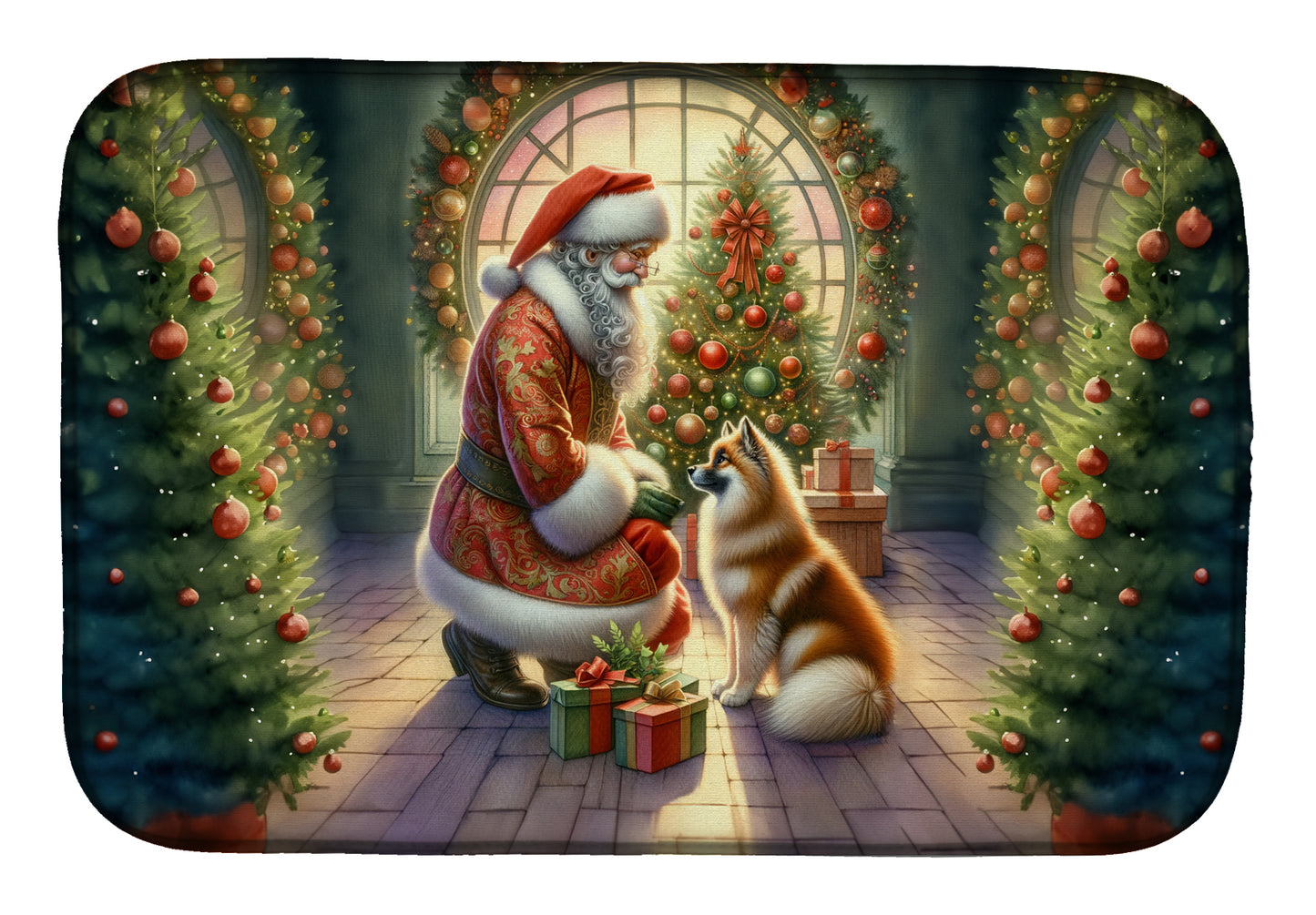 Buy this Finnish Spitz and Santa Claus Dish Drying Mat