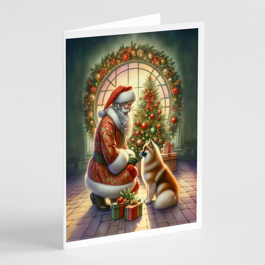 Buy this Finnish Spitz and Santa Claus Greeting Cards Pack of 8