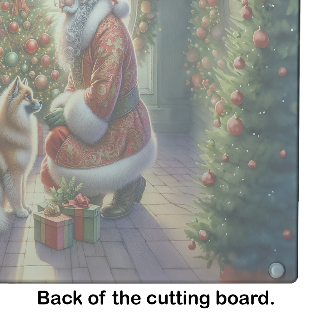 Finnish Spitz and Santa Claus Glass Cutting Board