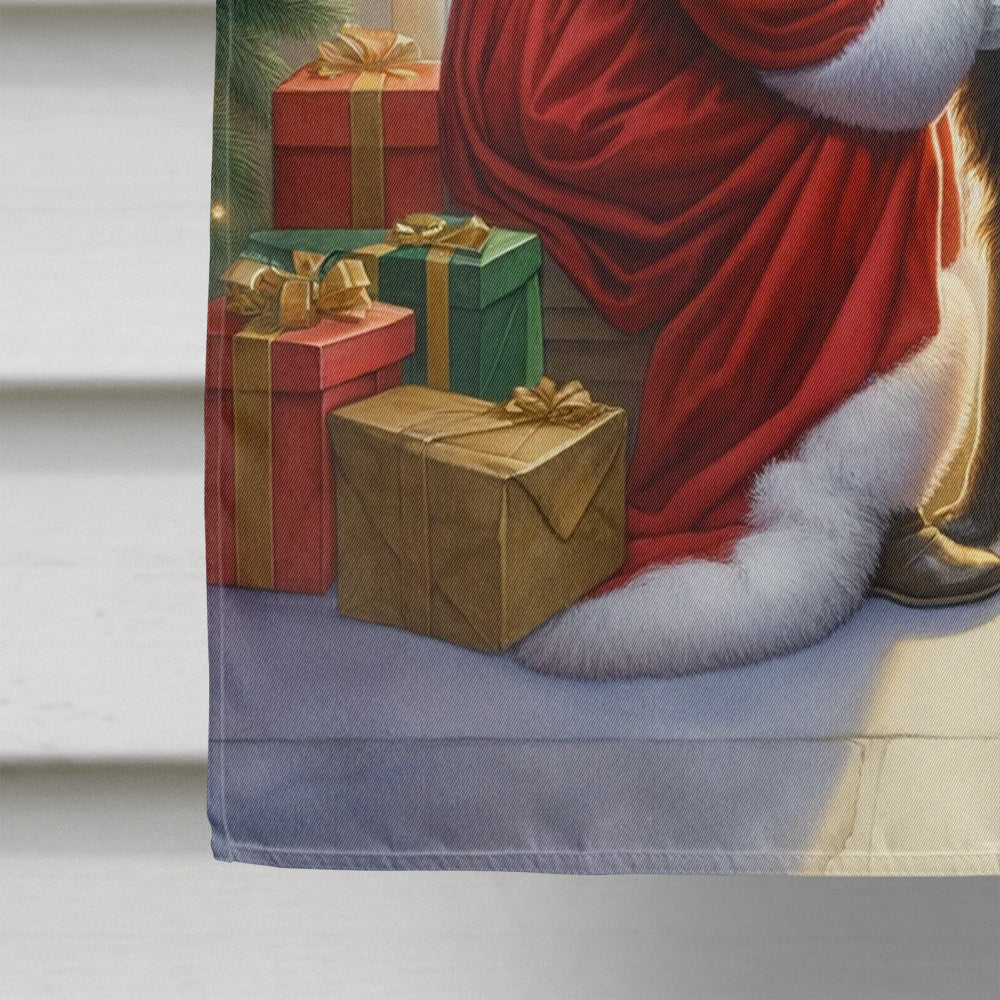 Flat-Coated Retriever and Santa Claus House Flag