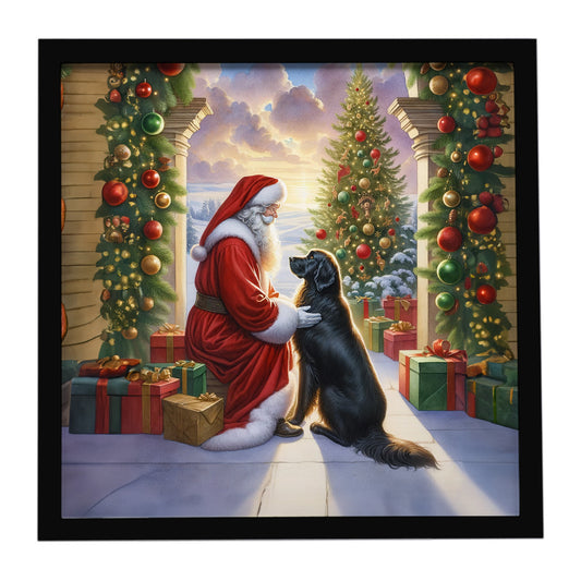 Buy this Flat-Coated Retriever and Santa Claus Framed Metal Print