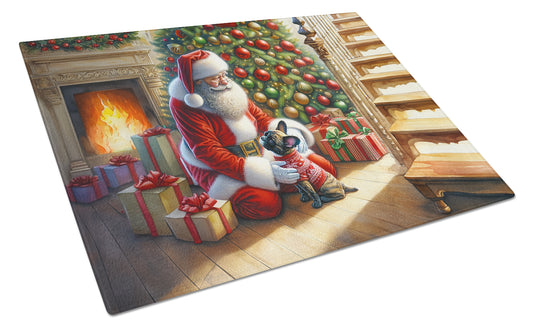 Buy this French Bulldog and Santa Claus Glass Cutting Board