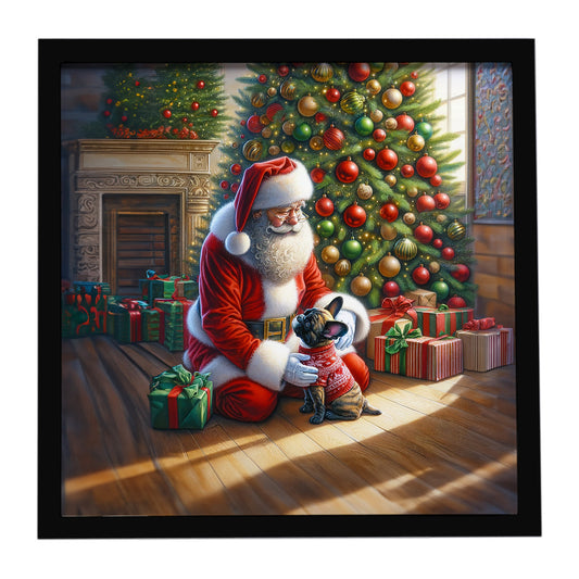 Buy this French Bulldog and Santa Claus Framed Metal Print