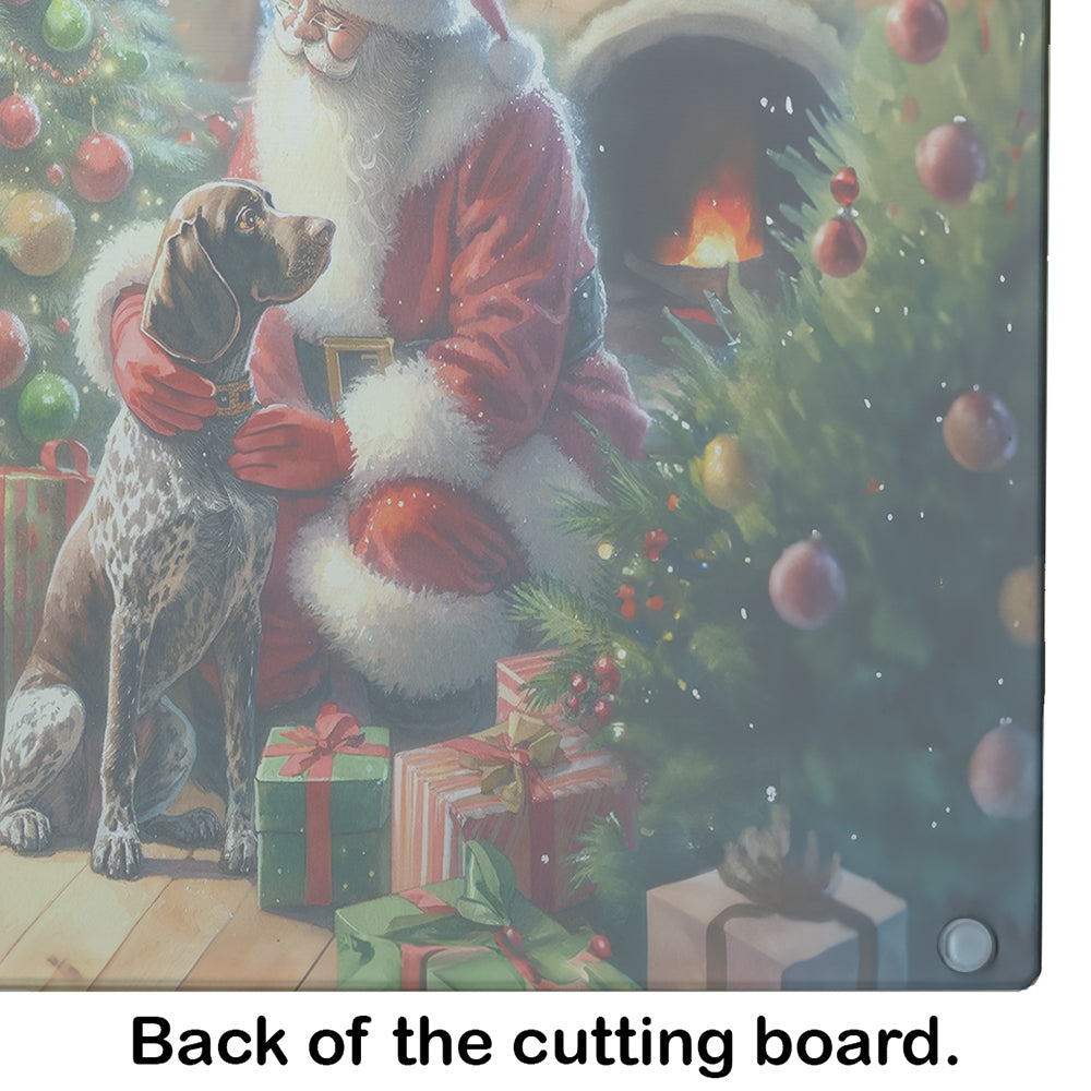 German Shorthaired Pointer and Santa Claus Glass Cutting Board