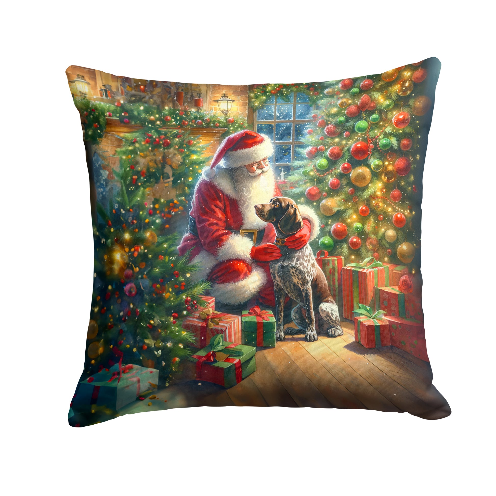 Buy this German Shorthaired Pointer and Santa Claus Throw Pillow