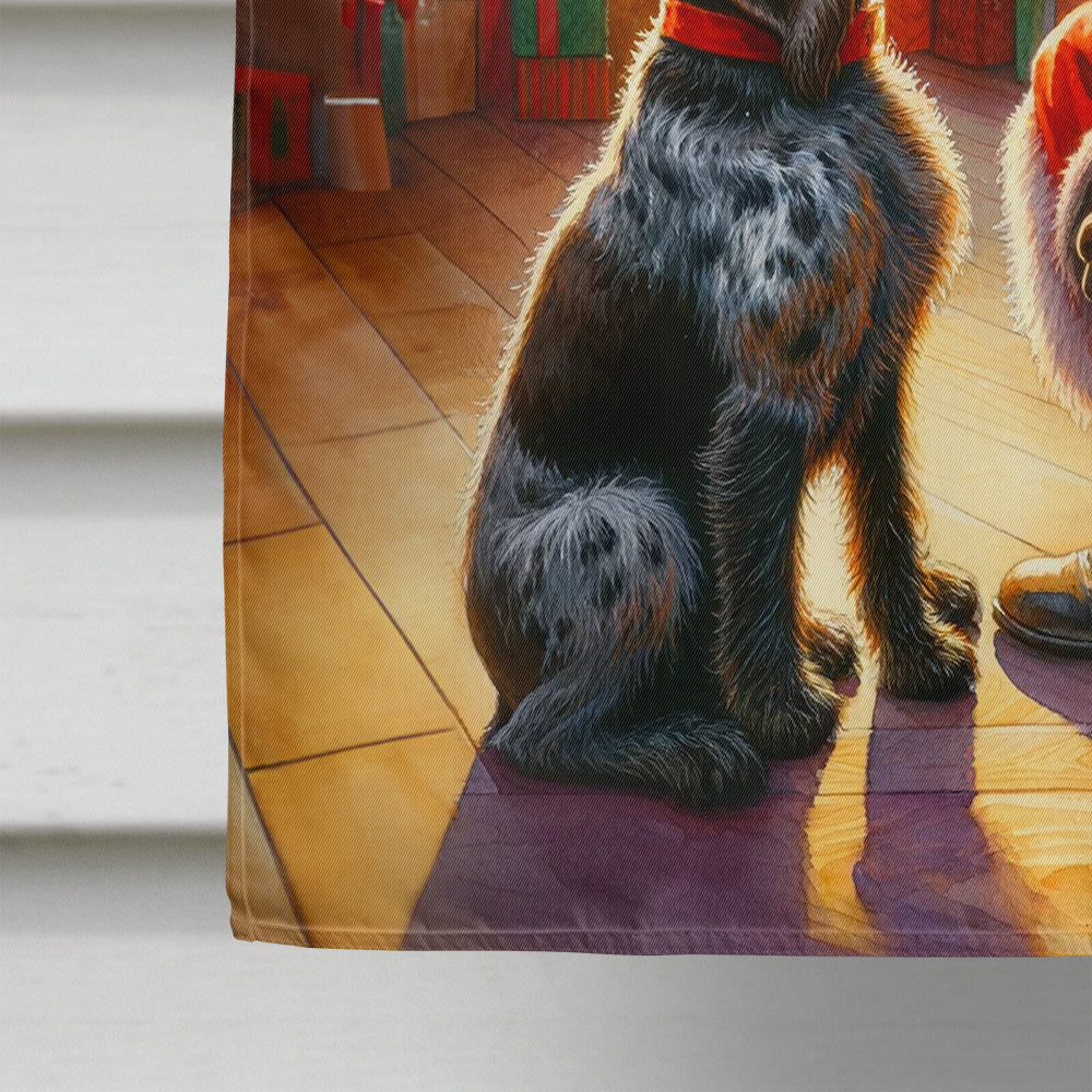 German Wirehaired Pointer and Santa Claus House Flag