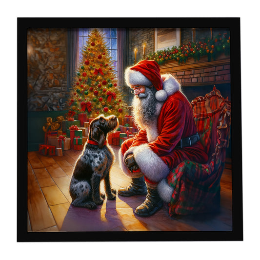 Buy this German Wirehaired Pointer and Santa Claus Framed Metal Print