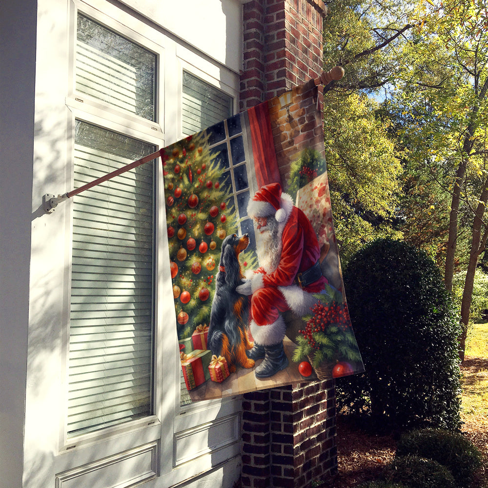 Gordon Setter and Santa Claus House Flag