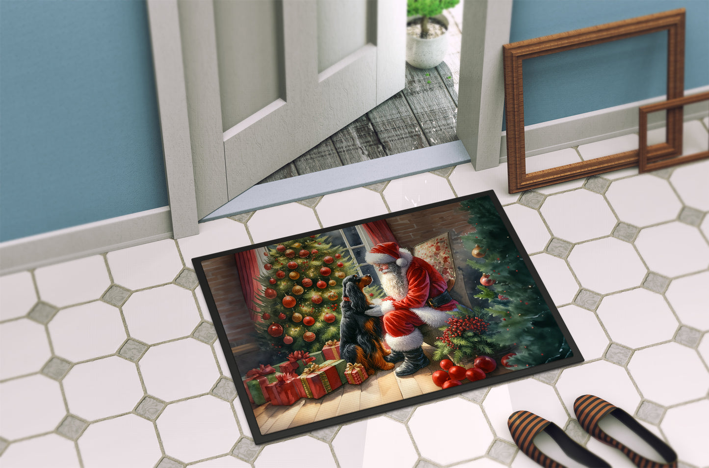 Gordon Setter and Santa Claus Doormat