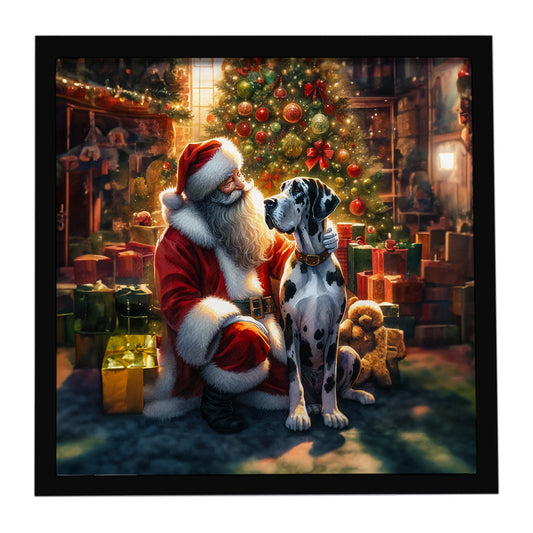 Buy this Great Dane and Santa Claus Framed Metal Print