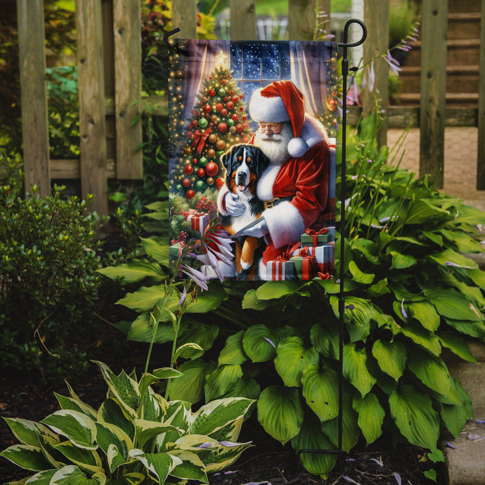 Greater Swiss Mountain Dog and Santa Claus Garden Flag