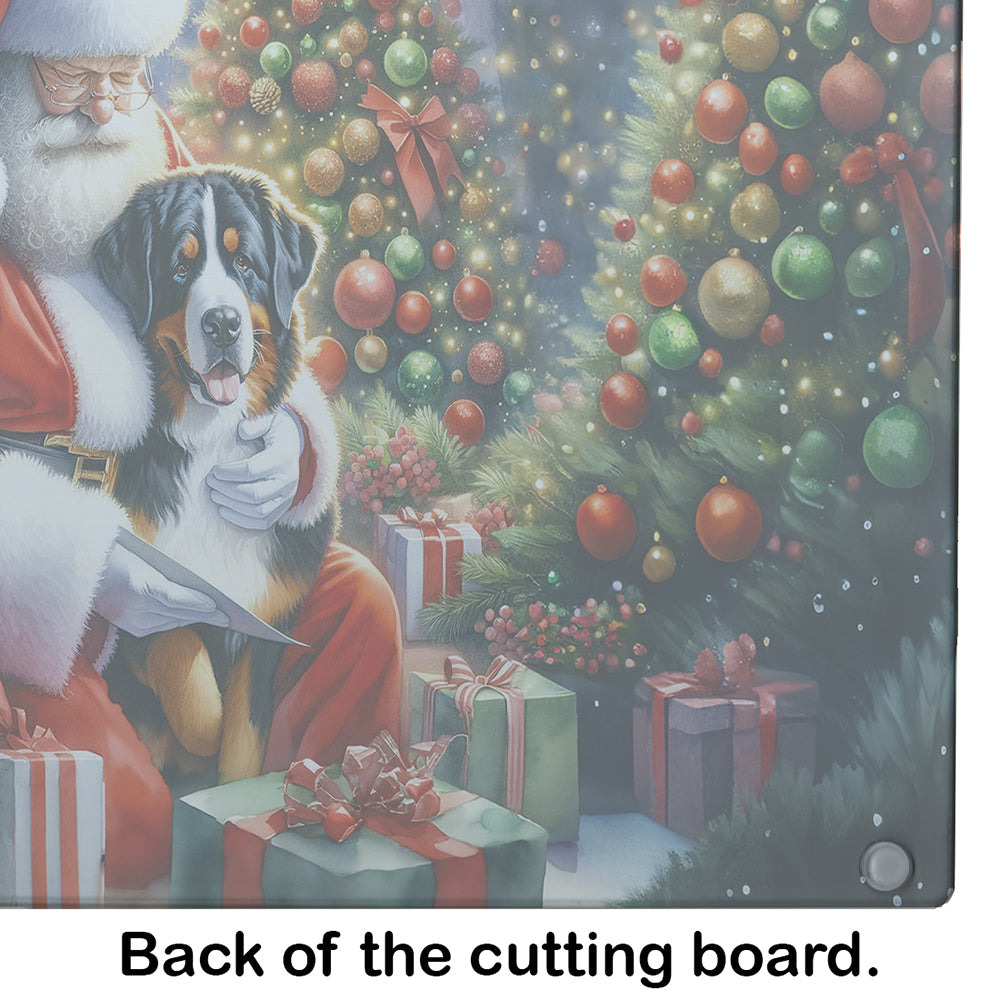 Greater Swiss Mountain Dog and Santa Claus Glass Cutting Board