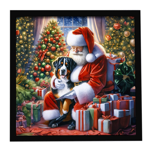 Buy this Greater Swiss Mountain Dog and Santa Claus Framed Metal Print