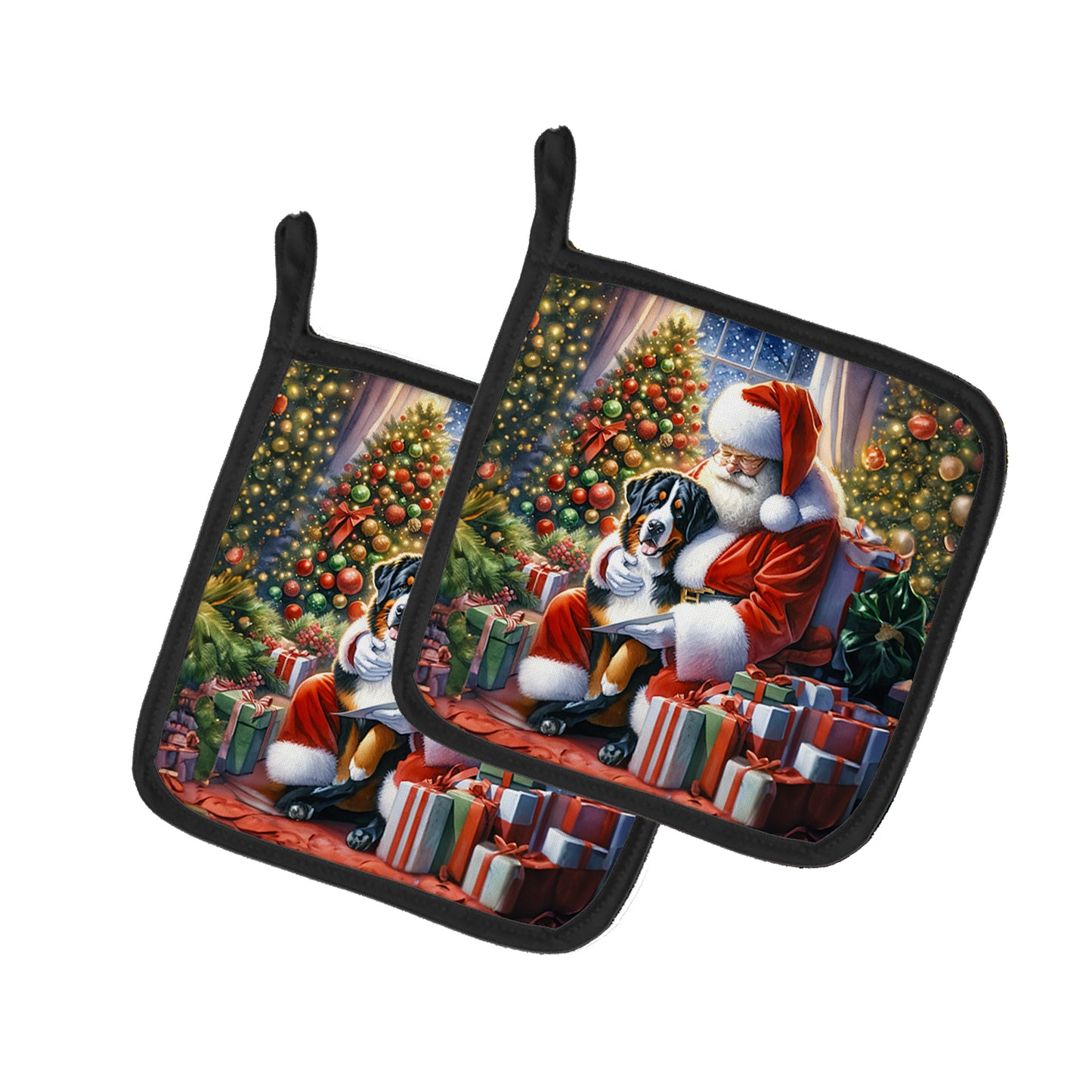 Buy this Greater Swiss Mountain Dog and Santa Claus Pair of Pot Holders