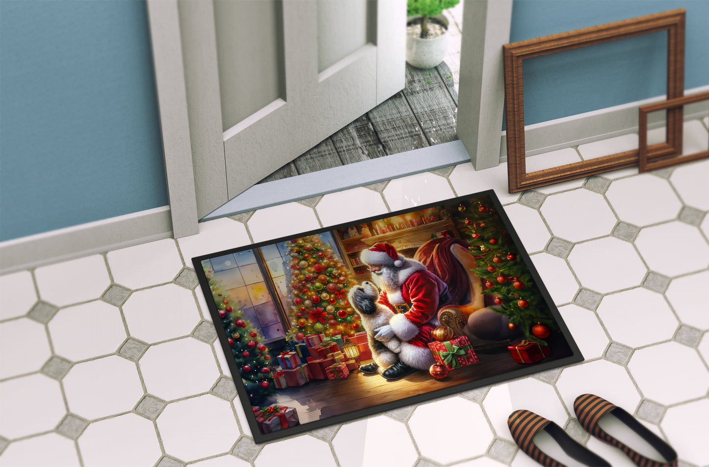 Havanese and Santa Claus Doormat