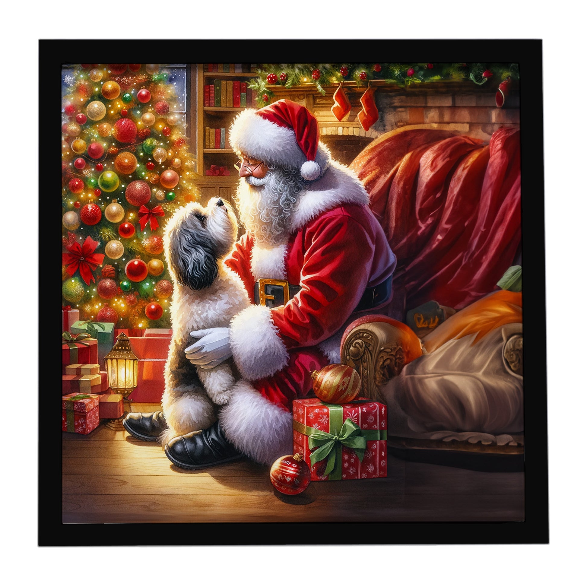 Buy this Havanese and Santa Claus Framed Metal Print