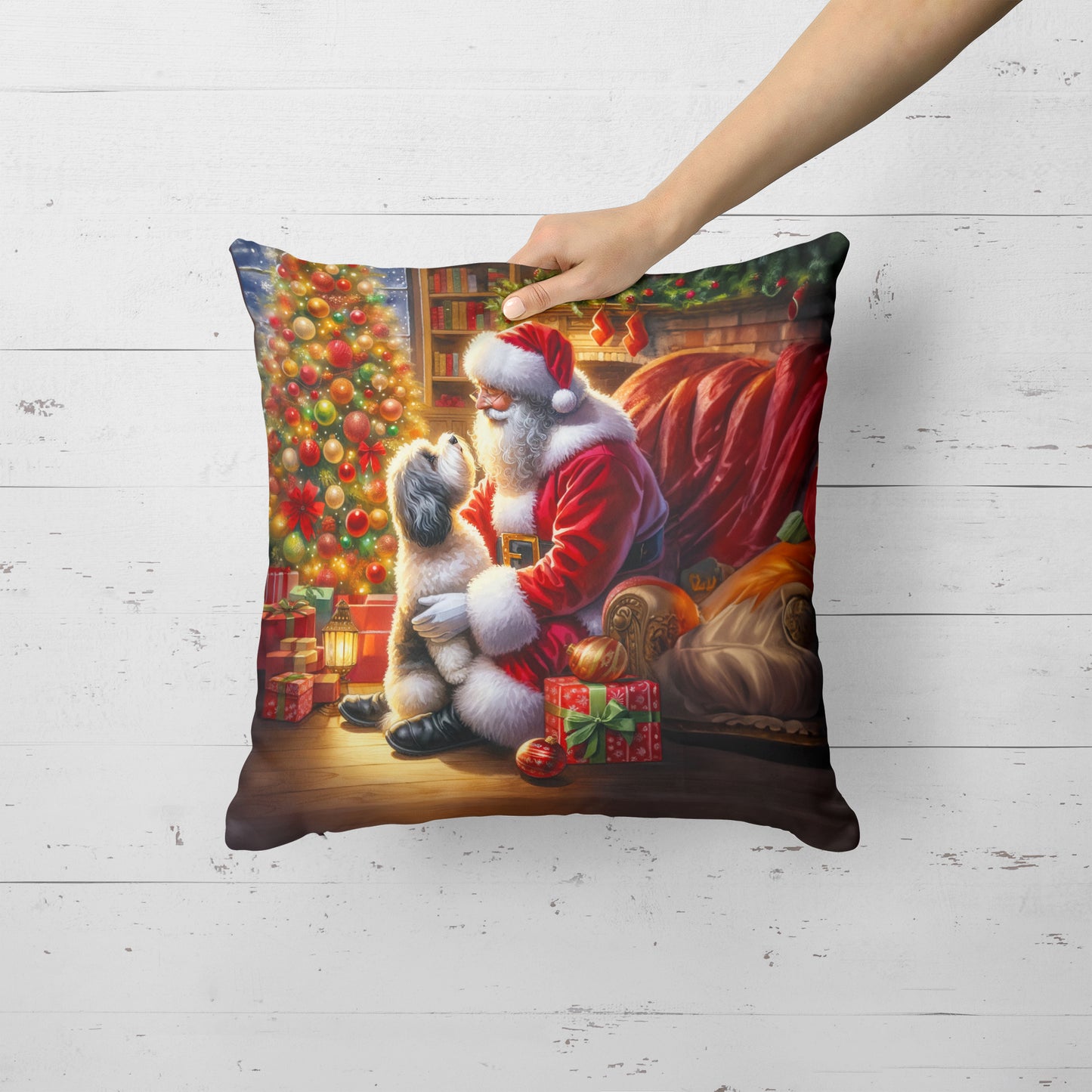 Havanese and Santa Claus Throw Pillow